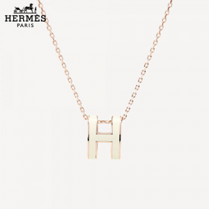 【世界中で大人気】HERMES H シェイプ クラシック ネックレス Pop H 楕円形 ペンダント 人気 ホワイト ピンク-イエロー-ホワイトゴールド