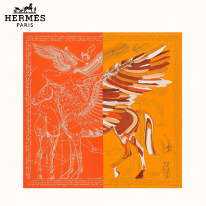 【日本入手困難】HERMES エルメス ペガサス d’Hermes カット ウォッシュ スカーフ140 H653694S 06
