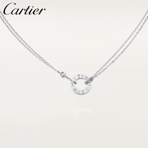 【直営購入】CARTIER カルティエ LOVE ネックレス ダイヤモンド2個 ホワイトゴールド B7219400