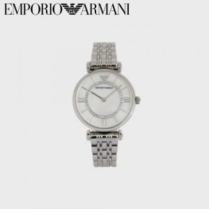 【お洒落な☆】EMPORIO ARMANI エンポリオアルマーニ 腕時計 ウォッチ クリスタルデコレーション メッシュベルト シルバー AR1908_NLP1_NLC