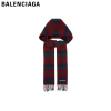 【レア★】BALENCIAGA バレンシアガ ロゴ刺繍 フード付き チェック柄 スカーフ 526019320B04166
