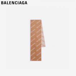 【レア★】BALENCIAGA バレンシアガ ロゴ総柄マクロ・スカーフ ブラウン 673133420B80987