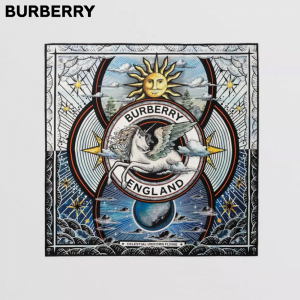 【大人気♪】BURBERRY バーバリー セレスティアルプリント シルク スクエアスカーフ 80497991