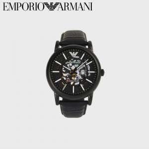 【定番人気☆】EMPORIO ARMANI エンポリオアルマーニ 腕時計 シースルーデザインのメンズウォッチ レザーベルト AR60008_NLP1_NLC
