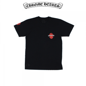 【アメリカ人気♪】CHROME HEARTS クロムハーツ Red Daer プリント ショート スリーブ Tシャツ ユニセックス 黒/白